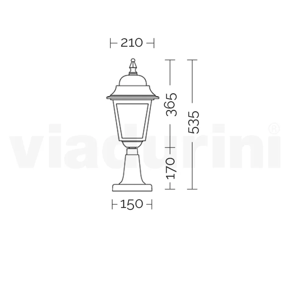 53.5 cm tall street lamp in Anthracite Glass and Aluminium Made in Italy - Scintilla Viadurini