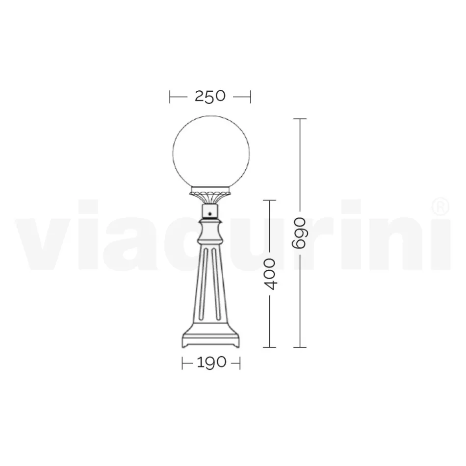69 cm tall street lamp in black acrylic and aluminium made in Italy - Trovanero Viadurini