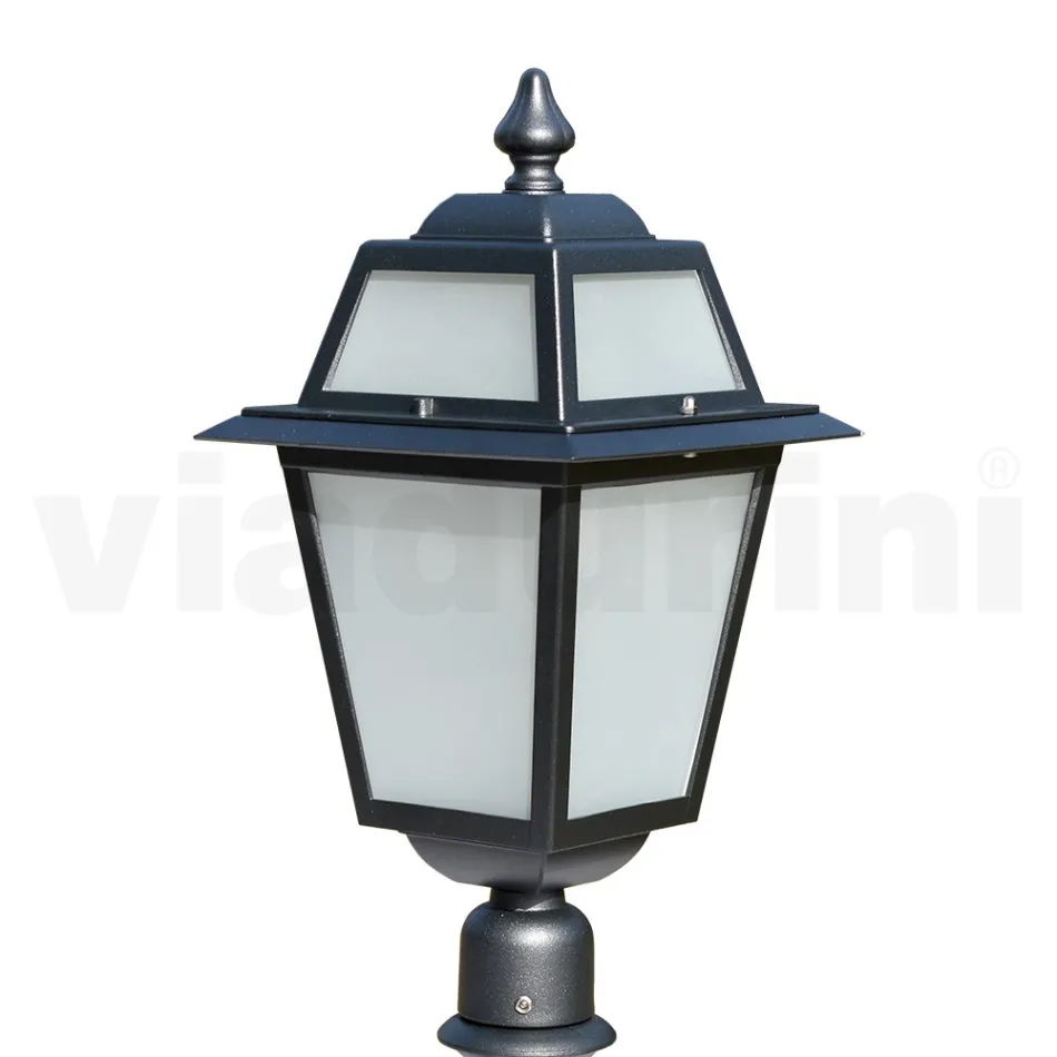 Garden lamppost 76.5 cm high in Anthracite Aluminium and Sandblasted Glass - Elric Viadurini