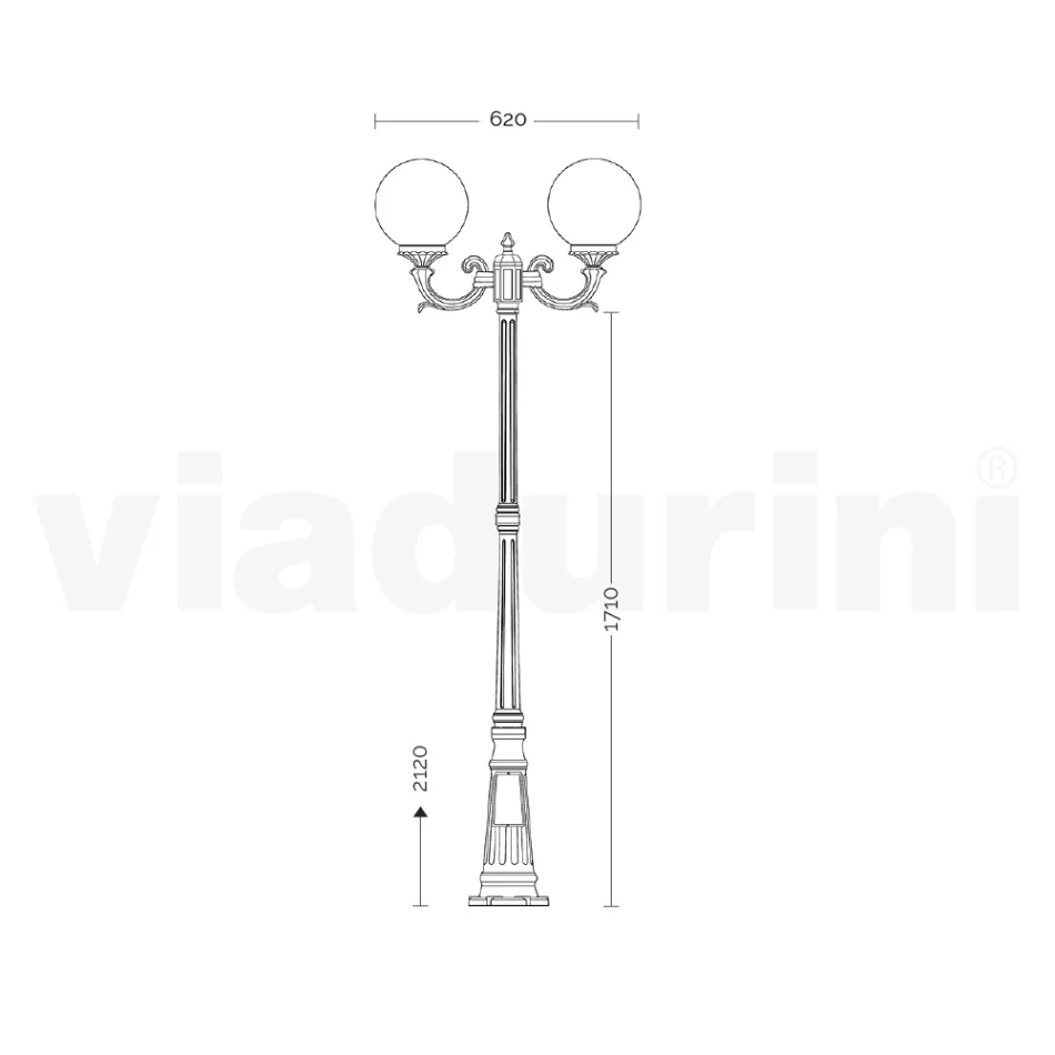 Outdoor Lamp Post 212 cm in Black Acrylic and Aluminium Made in Italy - Trovanero Viadurini