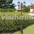 Outdoor three-lights lamppost made with aluminium, made in Italy, Anika