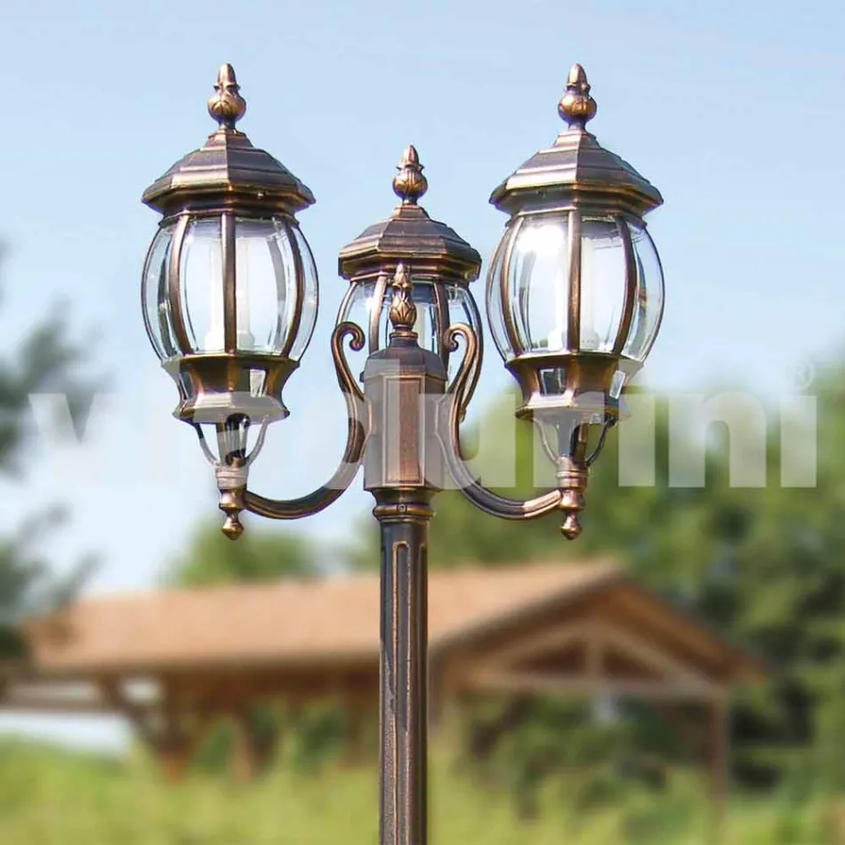Two-light aluminium street lamp made in Italy, Anika Viadurini