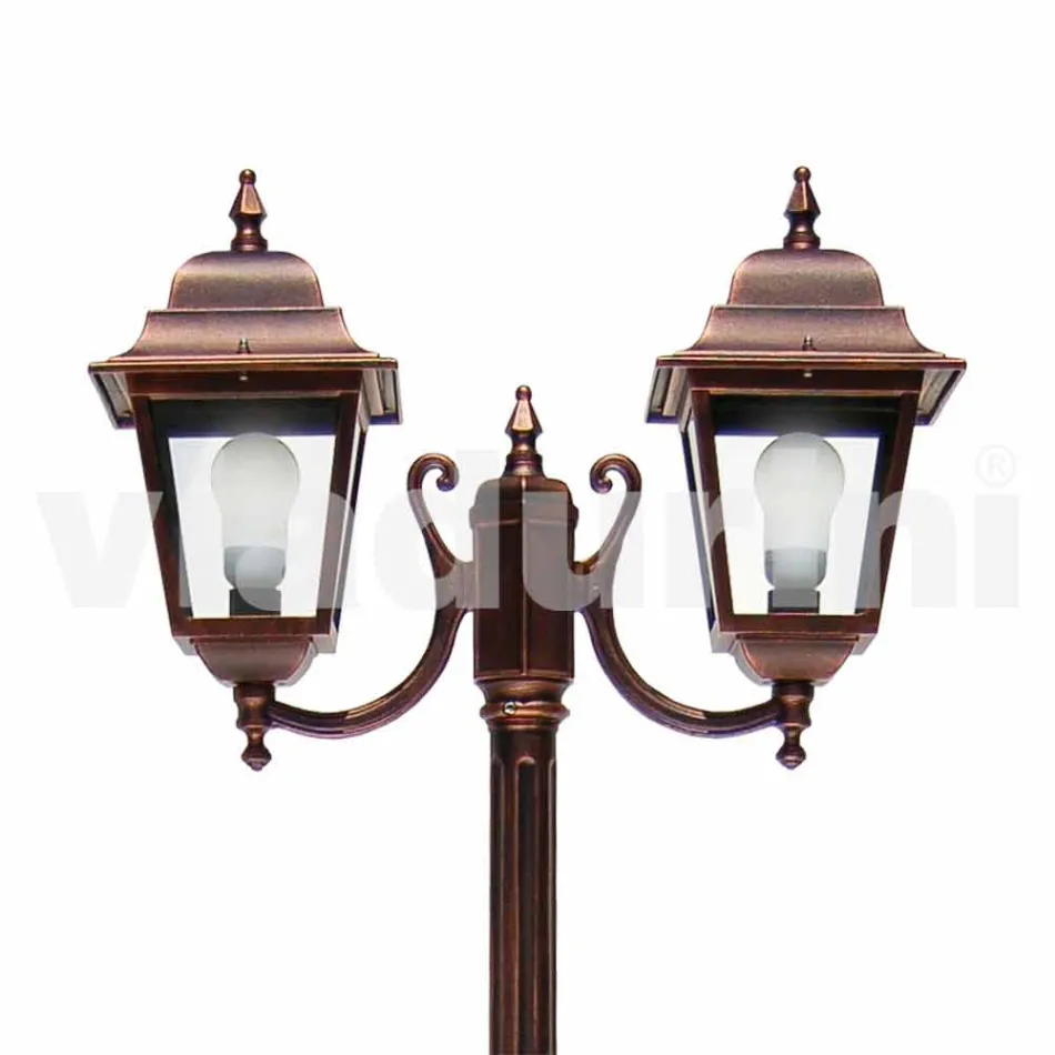 Two-light aluminium street lamp made in Italy, Aquilina Viadurini