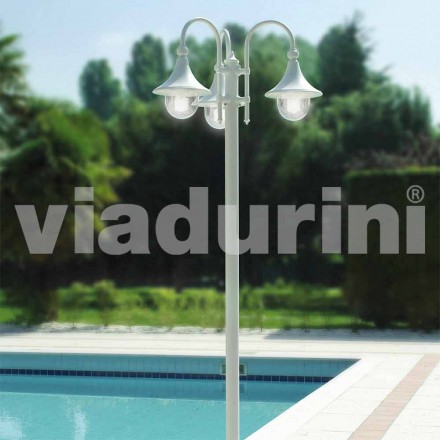 Outdoor lamp with three lights in white aluminium made Italy, Anusca Viadurini