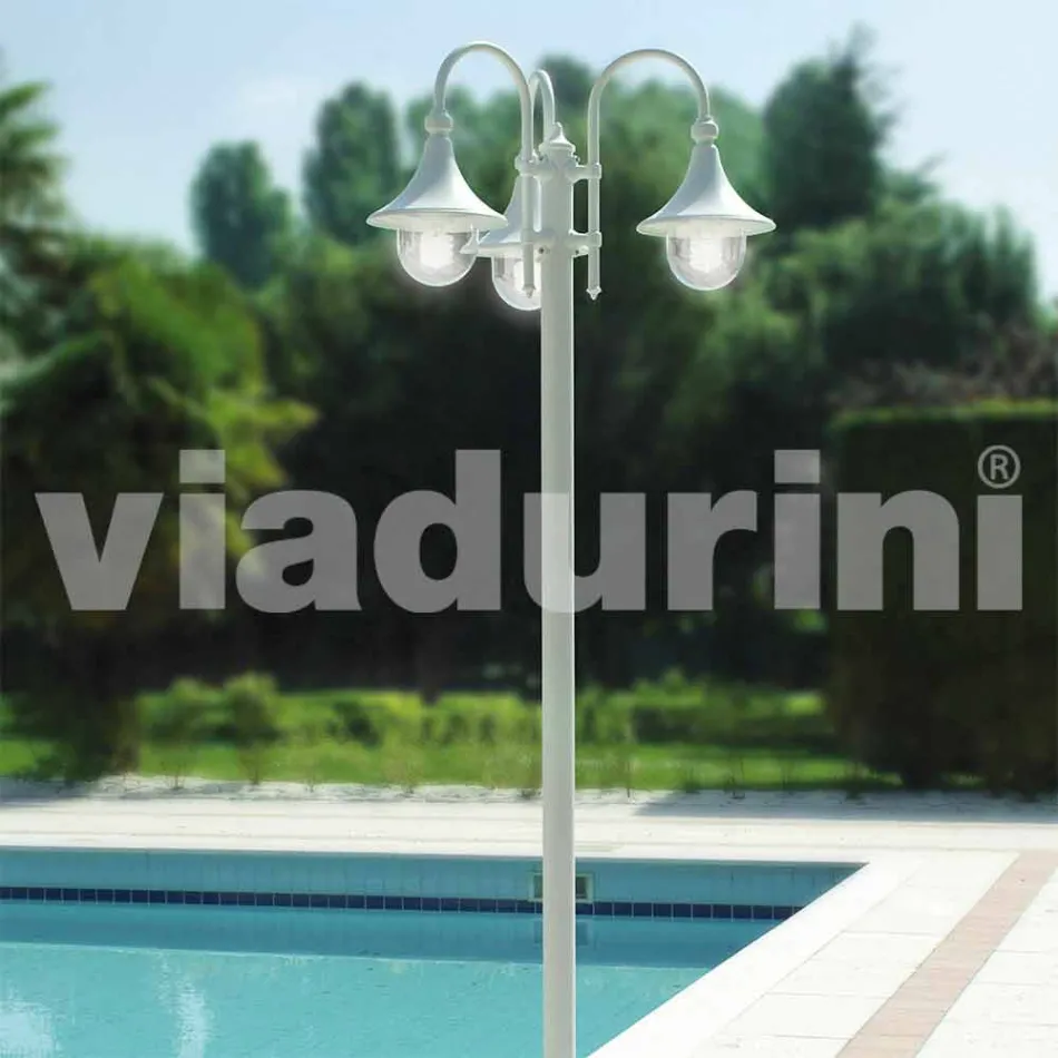 Outdoor lamp with three lights in white aluminium made Italy, Anusca Viadurini