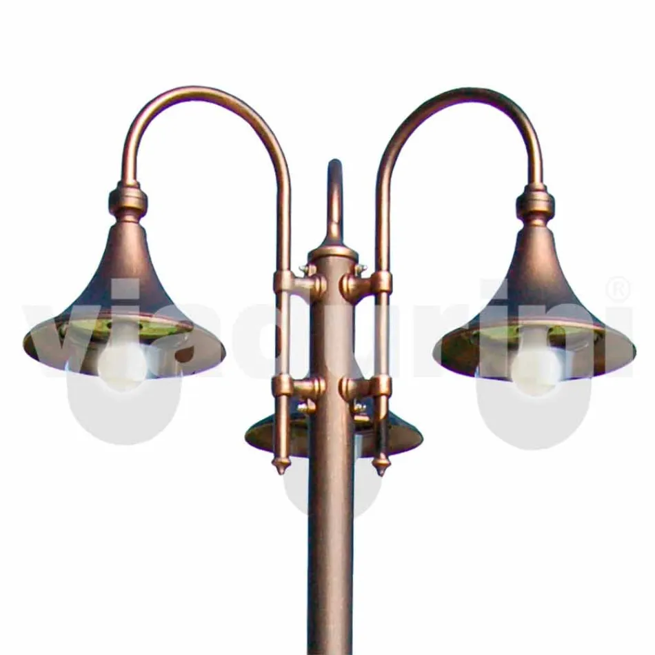 Outdoor three-light aluminium street lamp made in Italy, Anusca Viadurini
