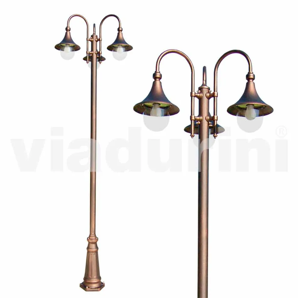 Outdoor three-light aluminium street lamp made in Italy, Anusca Viadurini