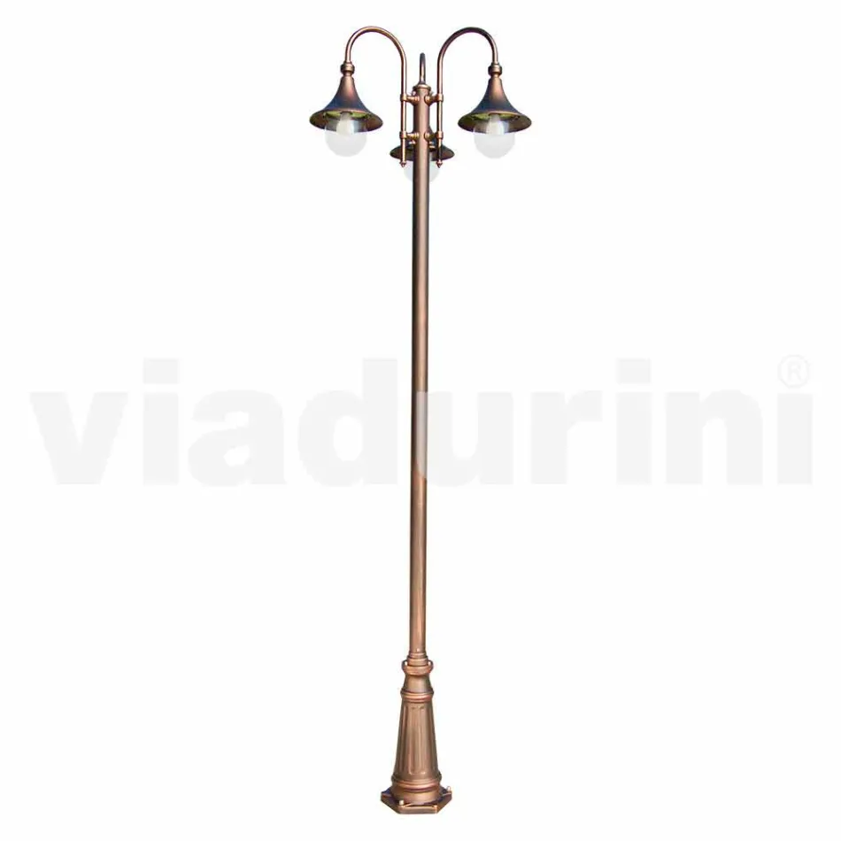 Outdoor three-light aluminium street lamp made in Italy, Anusca Viadurini