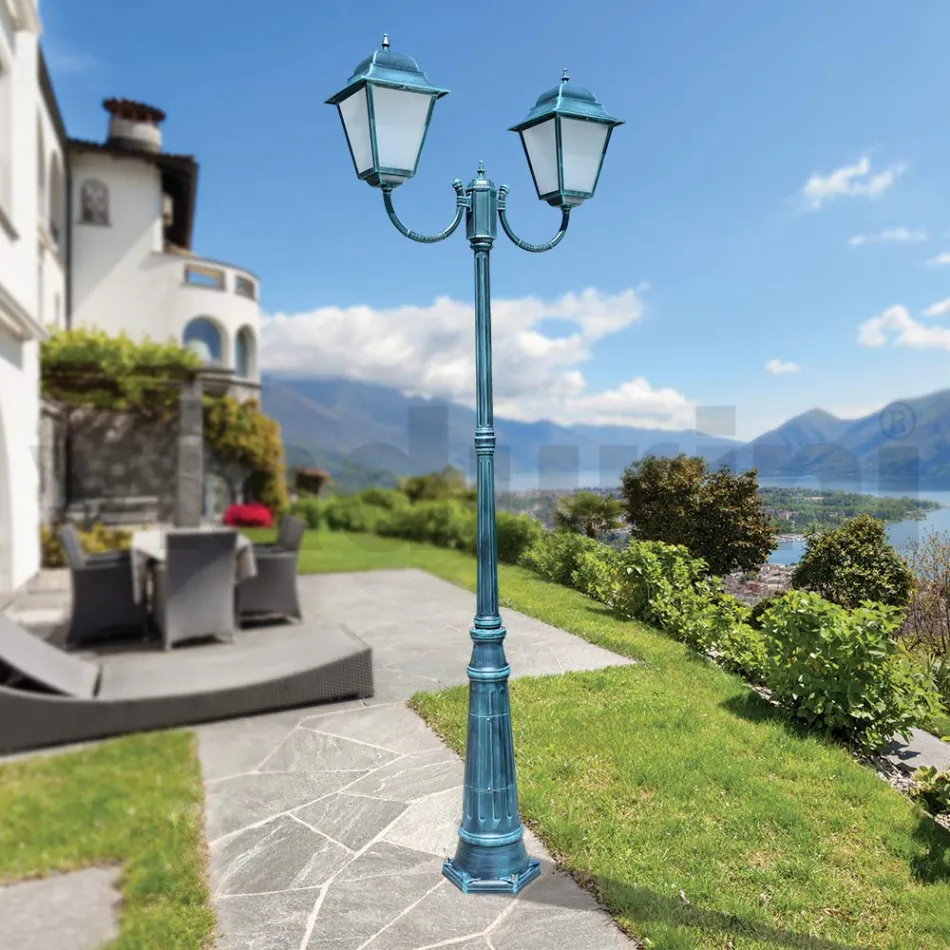 259 cm tall outdoor lamp in glass and die-cast aluminium - Alchemist Viadurini