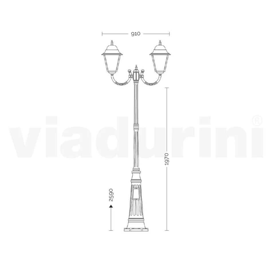 259 cm tall outdoor lamp in glass and die-cast aluminium - Alchemist Viadurini