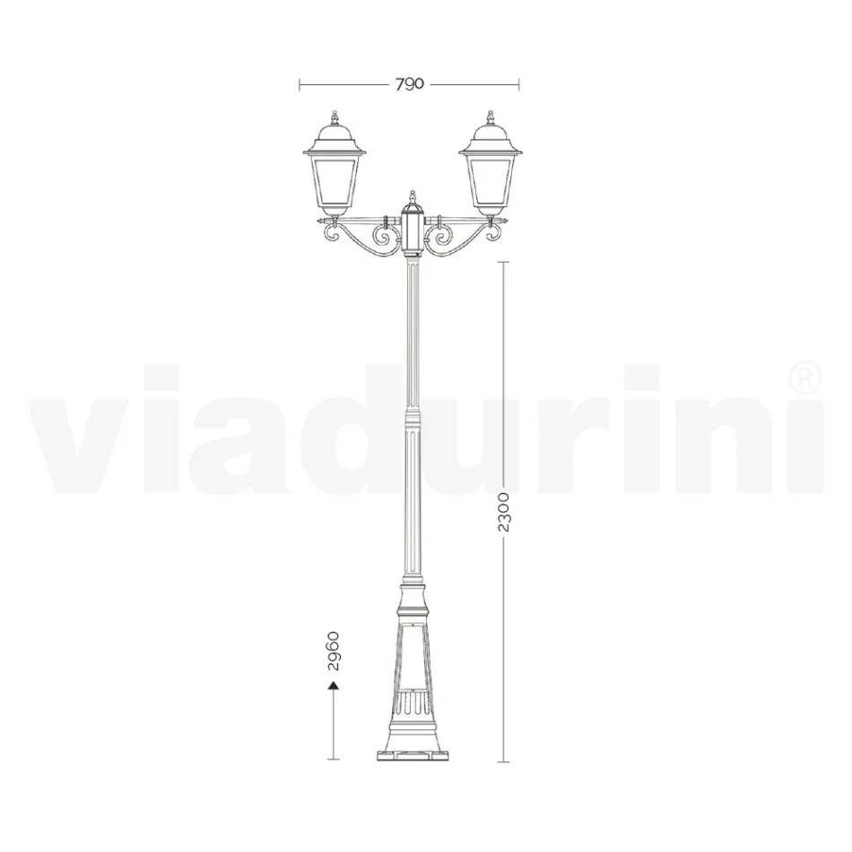 296 cm tall outdoor lamp in glass and die-cast aluminium - Alchemist Viadurini
