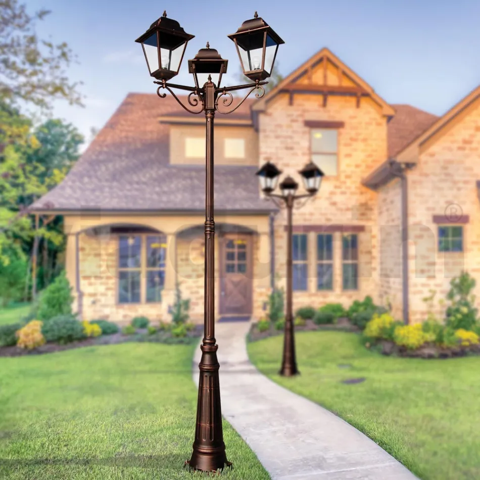 296 cm tall outdoor lamp in glass and die-cast aluminium - Alchemist Viadurini