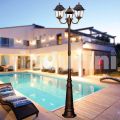 Classic outdoor three-lights lamppost, produced in Italy, Aquilina