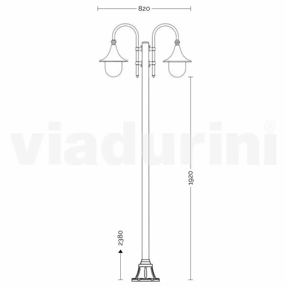 Outdoor lamp made of aluminium with two lights made in Italy, Anusca Viadurini