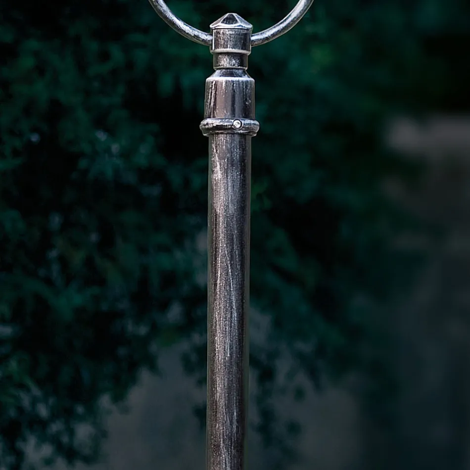 Outdoor Lamppost in Hand Painted Aluminium with Flowers Decoration - Bari Viadurini