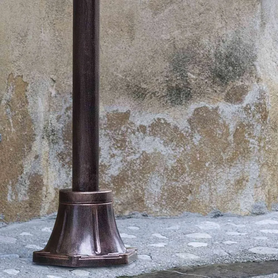 Outdoor Lamppost in Black Aluminium and Hand Painted Flowers - Latina Viadurini
