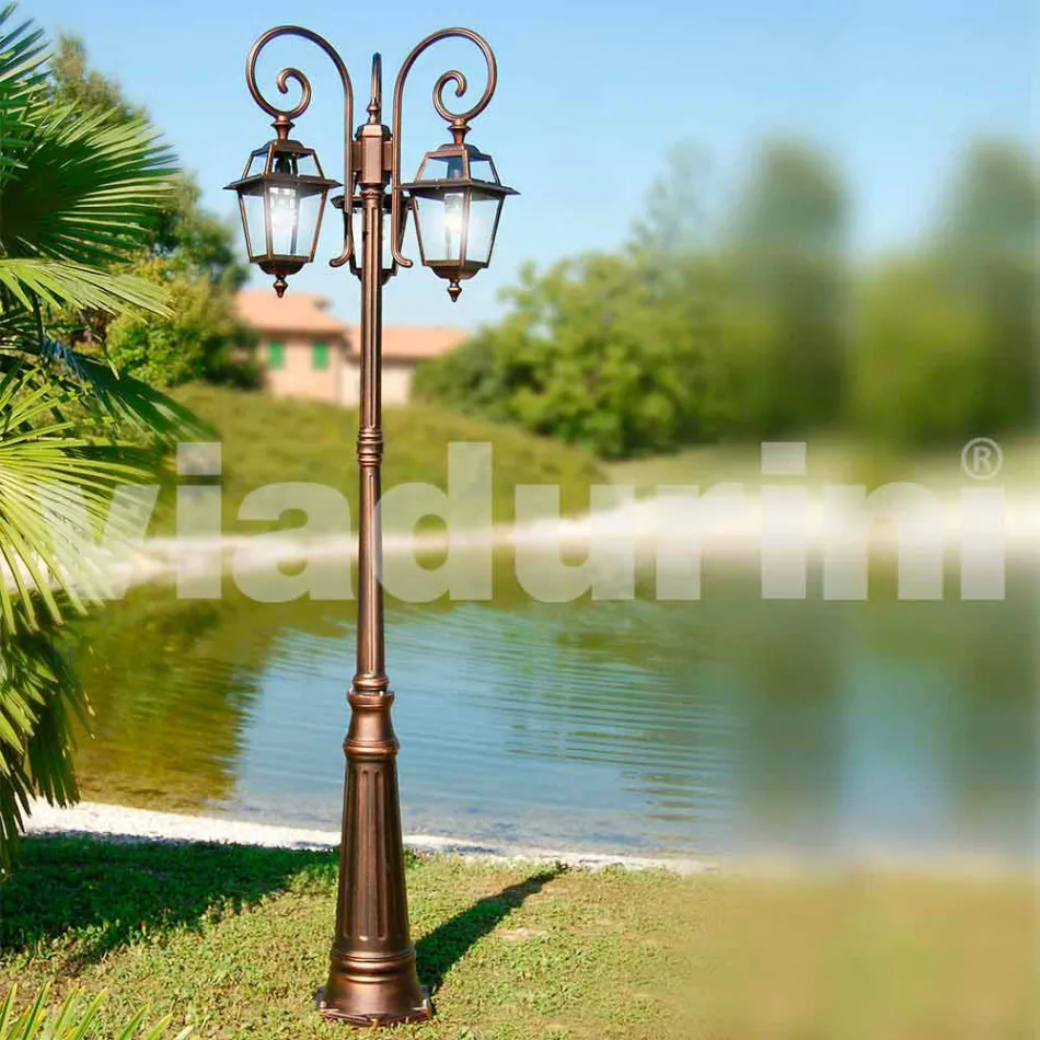 Kristel, three lights aluminium garden lamp made in Italy Viadurini