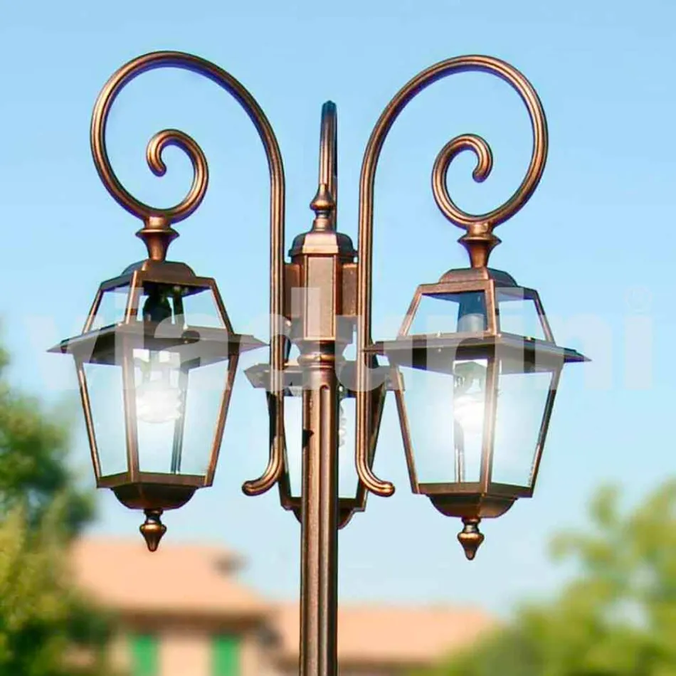 Kristel, three lights aluminium garden lamp made in Italy Viadurini