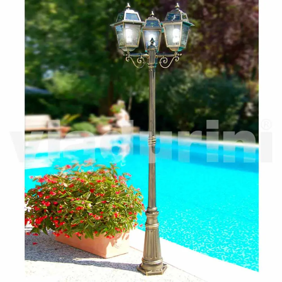 Kristel, three-light classic garden lamp made in Italy Viadurini