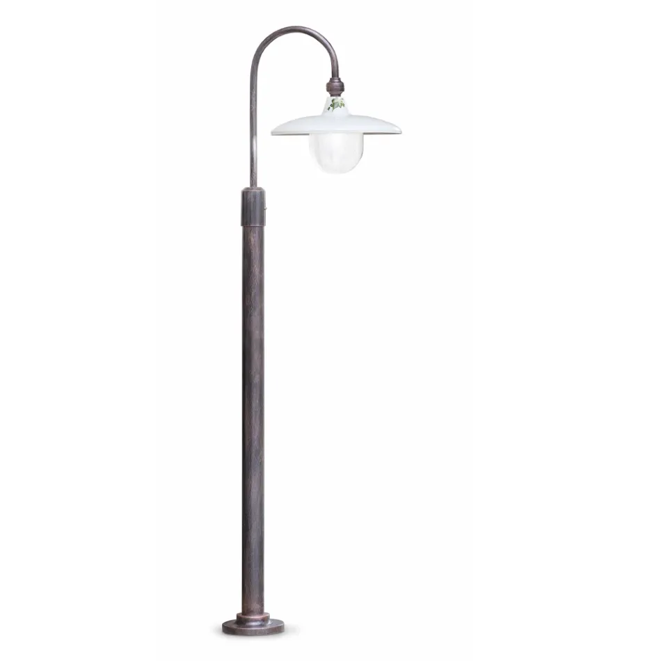 Garden Lamp Post Curved Design in Aluminium Hand Decorated - Campobasso Viadurini
