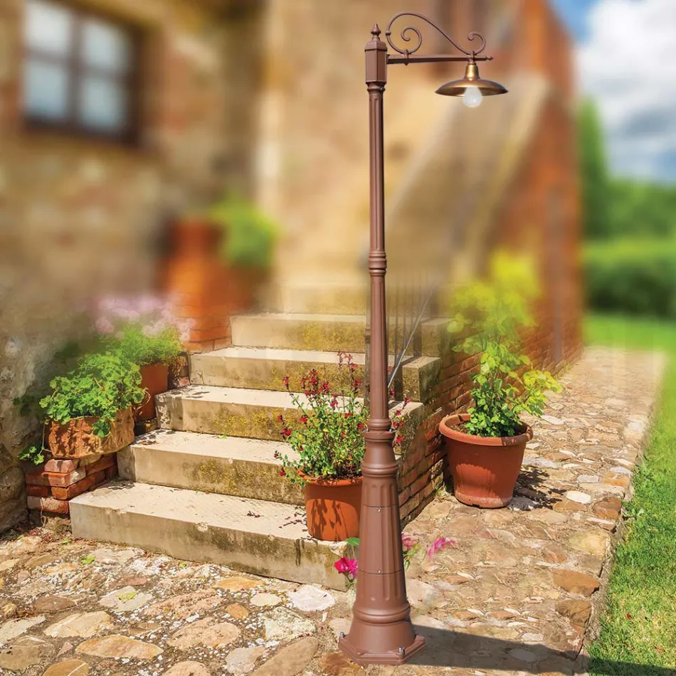 Vintage Garden Lamp in Aluminium and Brass Made in Italy - Adela Viadurini