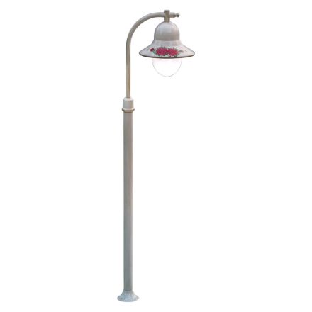 Outdoor White Aluminium Lamppost and Hand Painted Flowers Decor - Imperia Viadurini