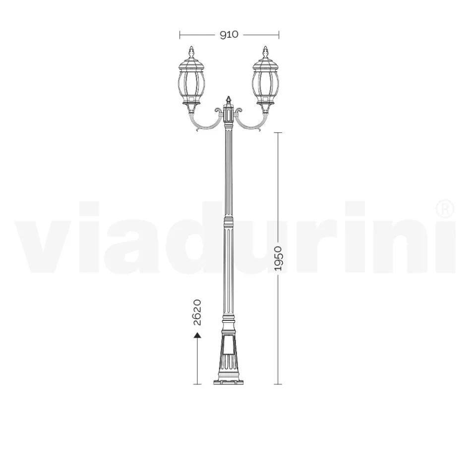 Garden Lamp 2 Lights in Aluminium Vintage Style Made in Italy - Leona Viadurini