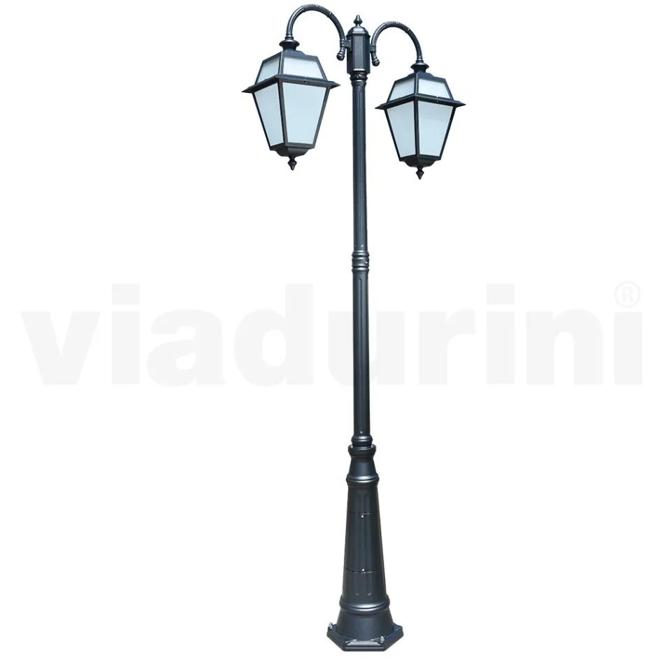 Garden Lamp with 2 Lights in Aluminium and Glass Made in Italy - Vivian Viadurini