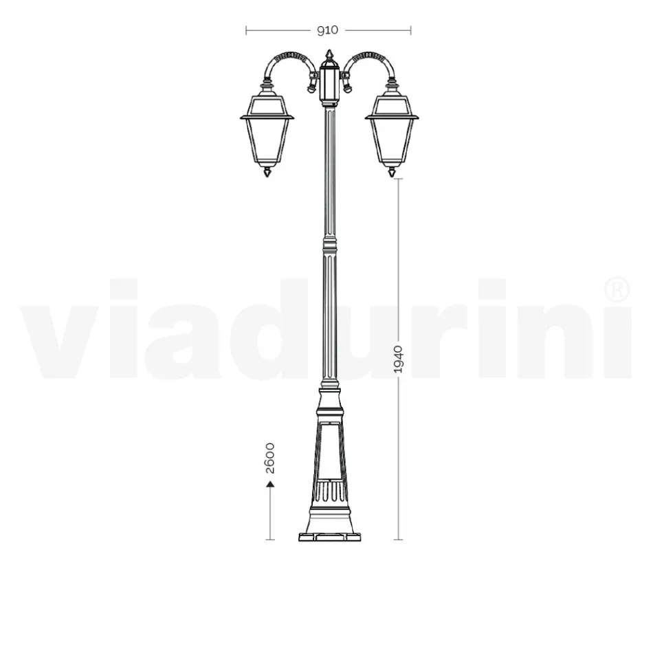 Garden Lamp with 2 Lights in Aluminium and Glass Made in Italy - Vivian Viadurini