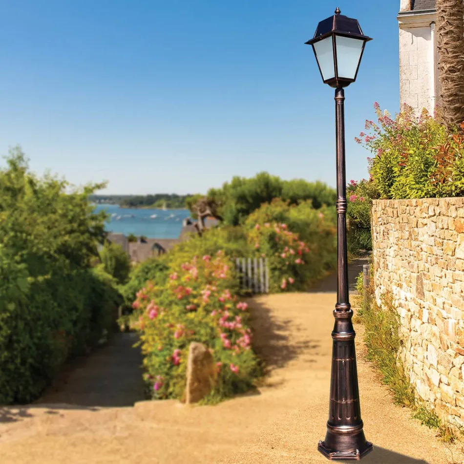 Vintage Style Garden Lamp in Aluminium and Glass Made in Italy - Doroty Viadurini