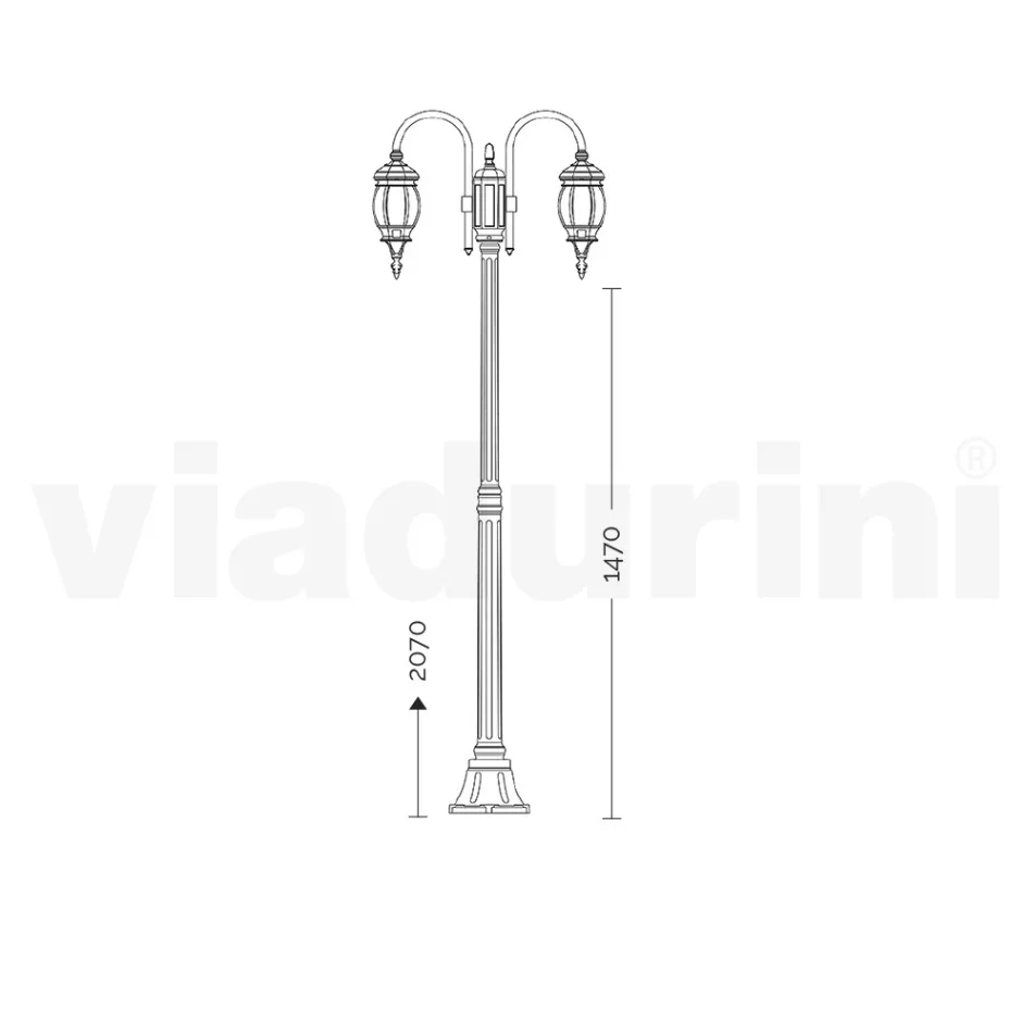 Lamppost Vintage Style 2 Lights in Anthracite Aluminium Made in Italy - Empire Viadurini