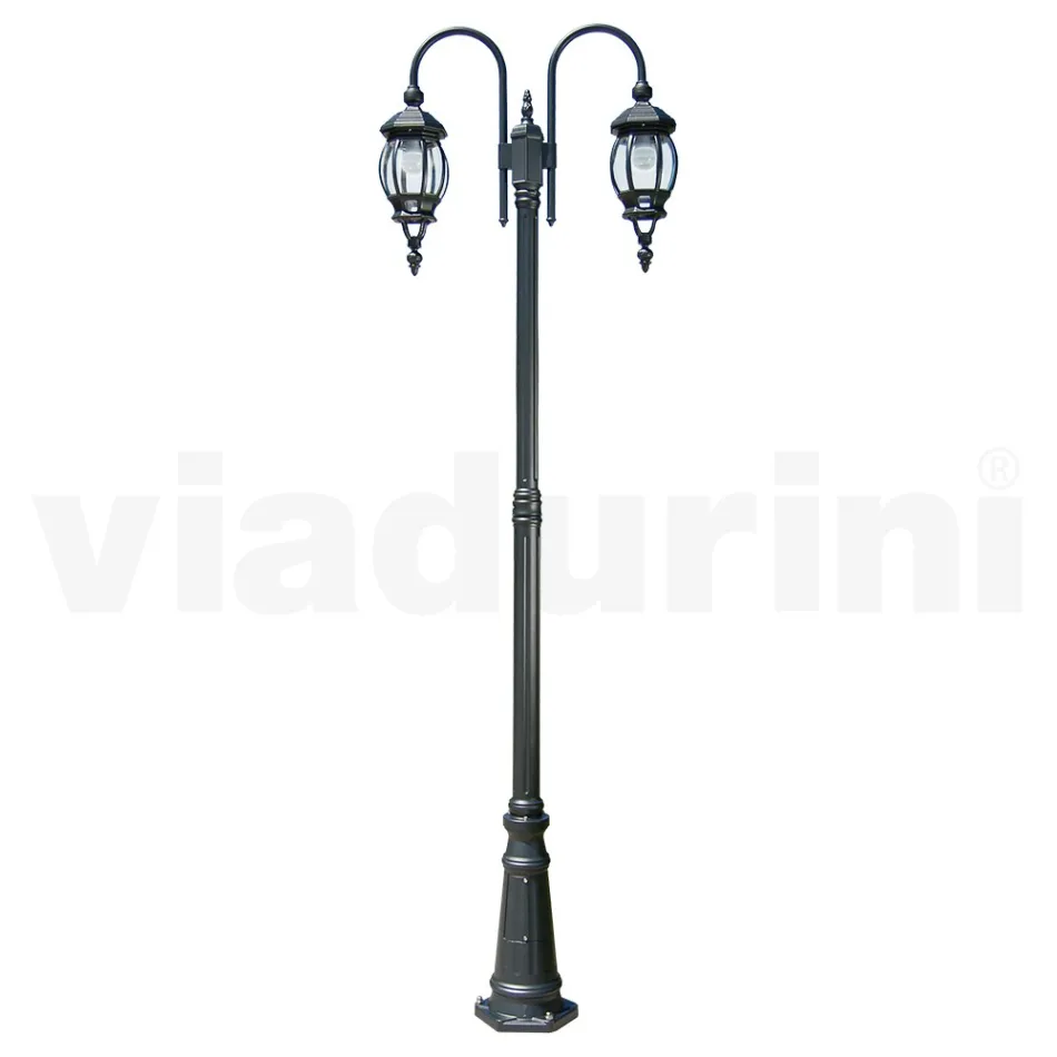Lamppost Vintage Style 2 Lights in Anthracite Aluminium Made in Italy - Empire Viadurini