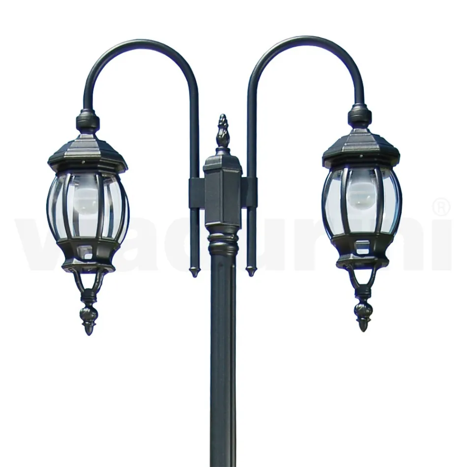 Lamppost Vintage Style 2 Lights in Anthracite Aluminium Made in Italy - Empire Viadurini