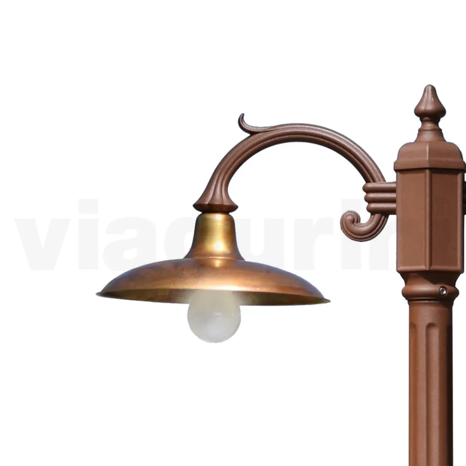 Vintage Style Street Lamp 2 Lights in Aluminium and Brass Made in Italy - Adela Viadurini