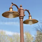Vintage Style Street Lamp 2 Lights in Aluminium and Brass Made in Italy - Adela Viadurini
