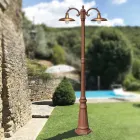 Vintage Style Street Lamp 2 Lights in Aluminium and Brass Made in Italy - Adela Viadurini