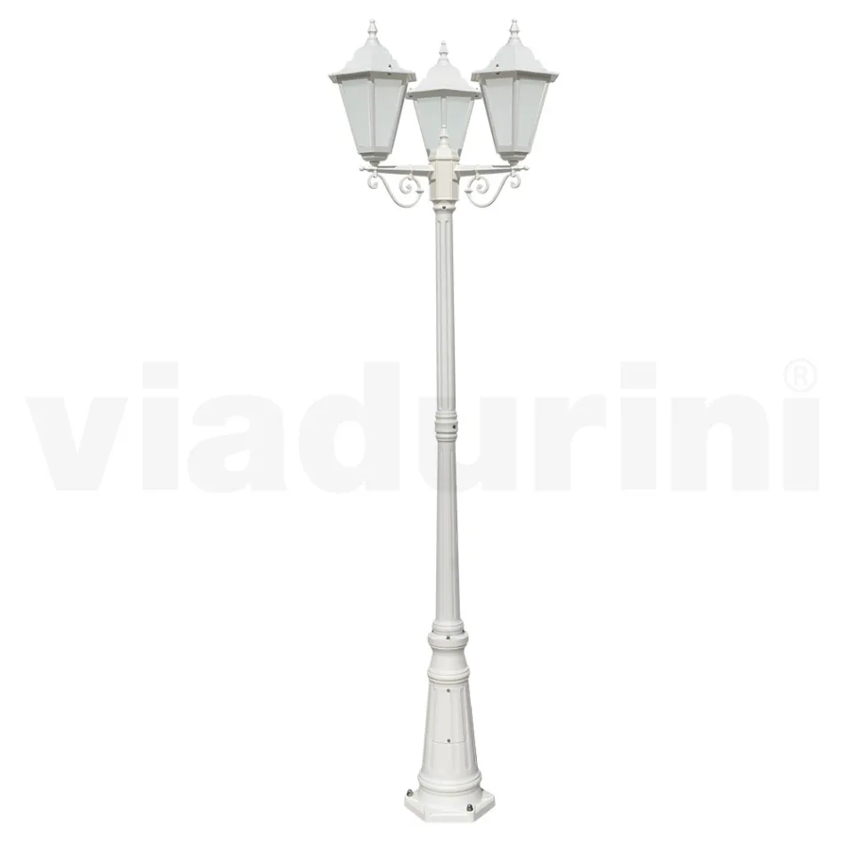 Vintage Style Street Lamp 3 Lights in Aluminium and Glass Made in Italy - Terella Viadurini