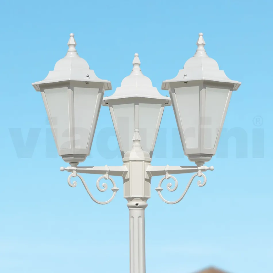 Vintage Style Street Lamp 3 Lights in Aluminium and Glass Made in Italy - Terella Viadurini