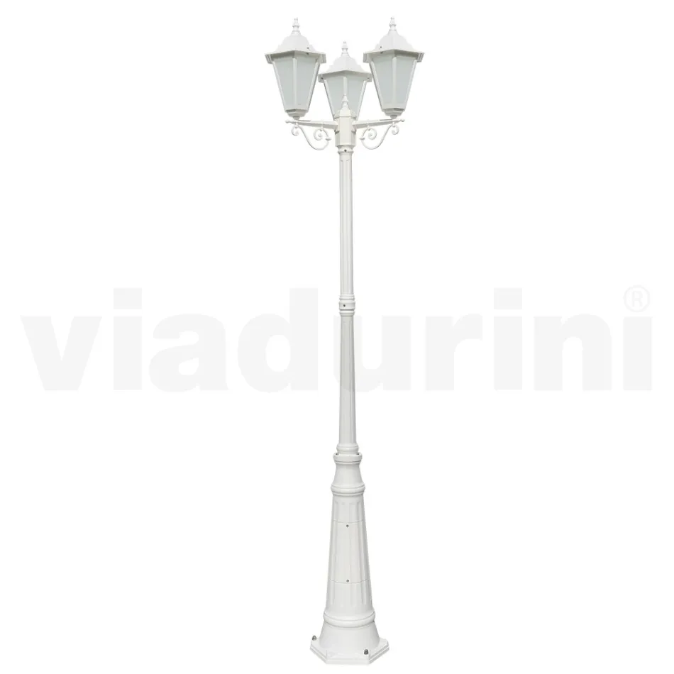 Vintage Style Street Lamp 3 Lights in Aluminium and Glass Made in Italy - Terella Viadurini