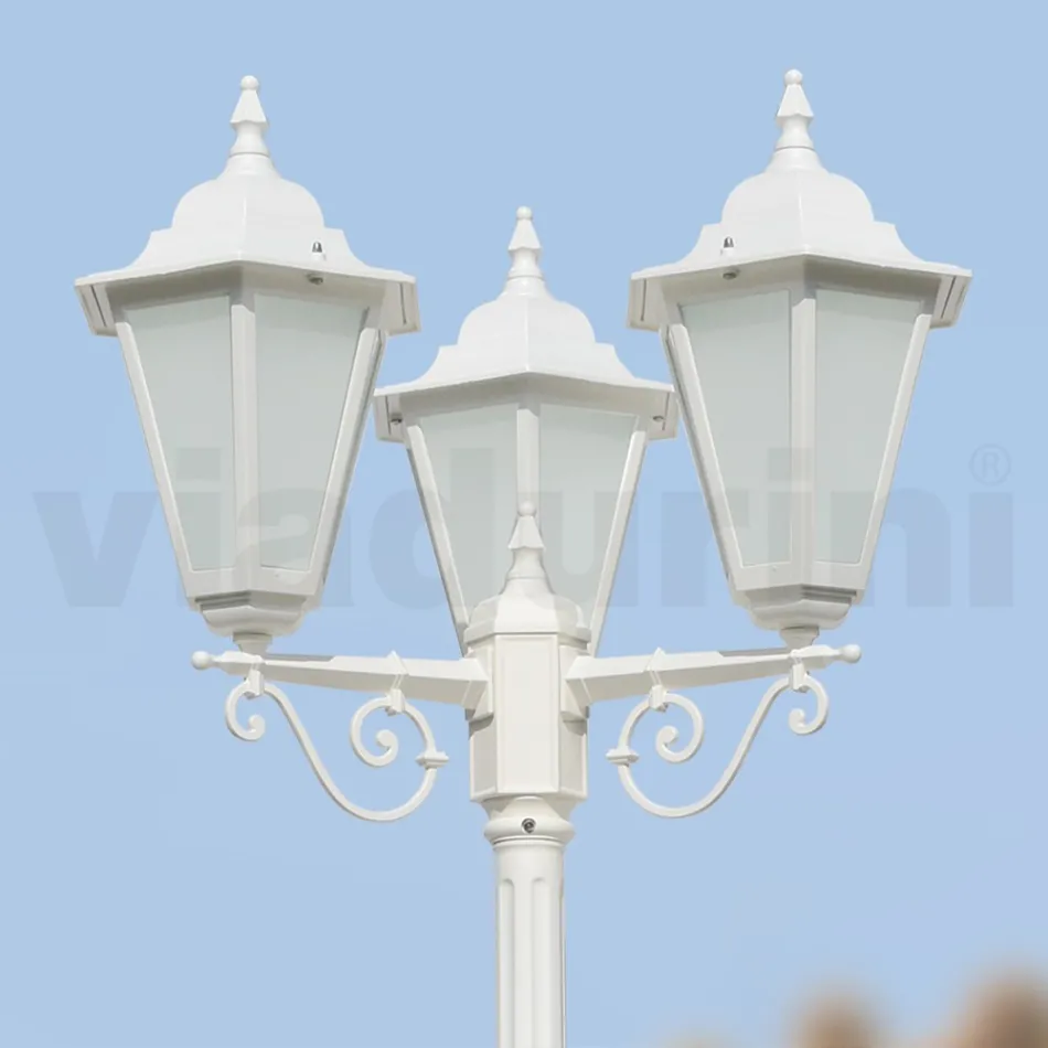 Vintage Style Street Lamp 3 Lights in Aluminium and Glass Made in Italy - Terella Viadurini
