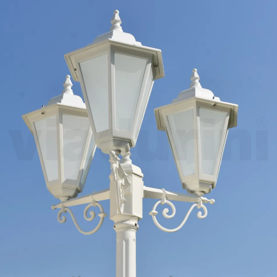Vintage Style Street Lamp 3 Lights in Aluminium and Glass Made in Italy - Terella Viadurini