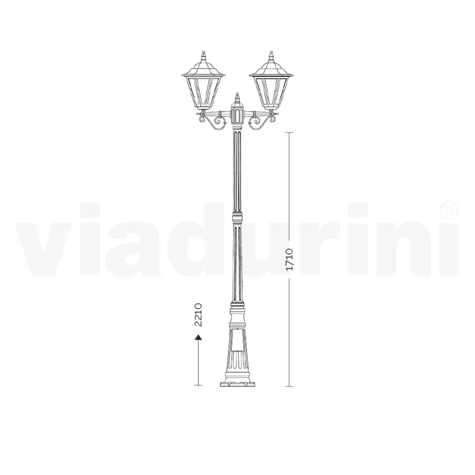 Vintage Style Street Lamp 3 Lights in Aluminium and Glass Made in Italy - Terella Viadurini