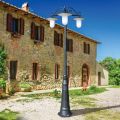 Vintage Style Street Lamp with 3 Lights in Grey Aluminium Made in Italy - Belen