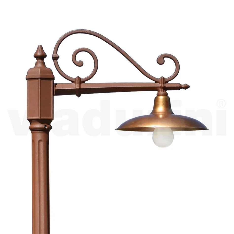 Vintage Style Street Lamp in Corten Aluminium and Brass Made in Italy - Adela Viadurini