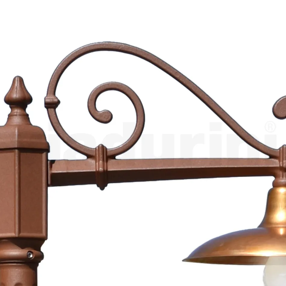 Vintage Style Street Lamp in Corten Aluminium and Brass Made in Italy - Adela Viadurini