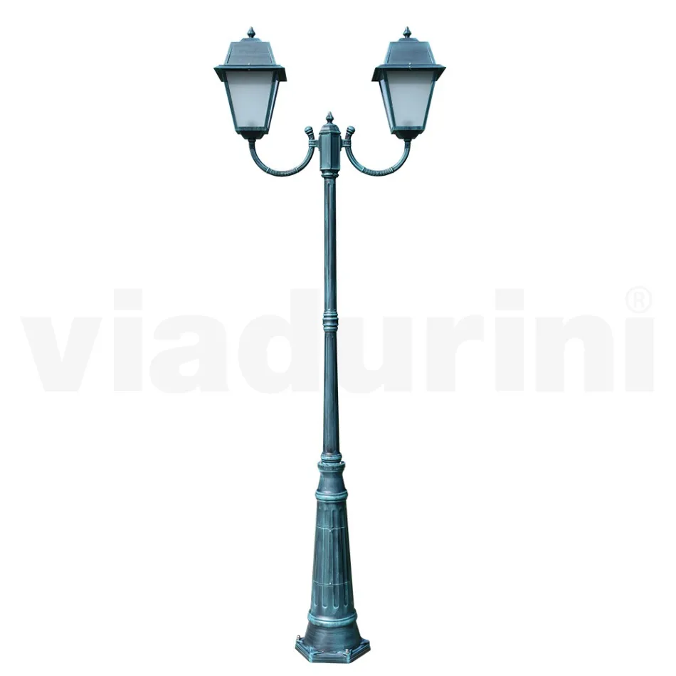Vintage Lamppost with 2 Lights in Aluminium and Glass Made in Italy - Doroty Viadurini