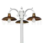 Vintage Lamppost with 3 Lights in Aluminium and Brass Made in Italy - Adela Viadurini