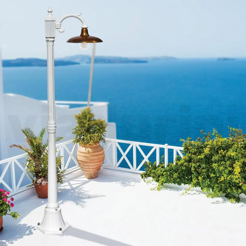 Vintage Lamp in Aluminium with Diffuser in Brass Made in Italy - Adela Viadurini