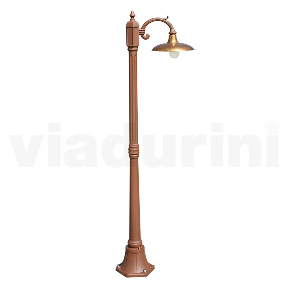 Vintage Lamp in Aluminium with Diffuser in Brass Made in Italy - Adela Viadurini