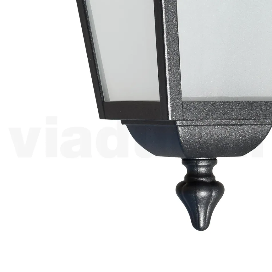 Garden Ceiling Lantern in Anthracite Aluminium and Sandblasted Glass - Elric Viadurini